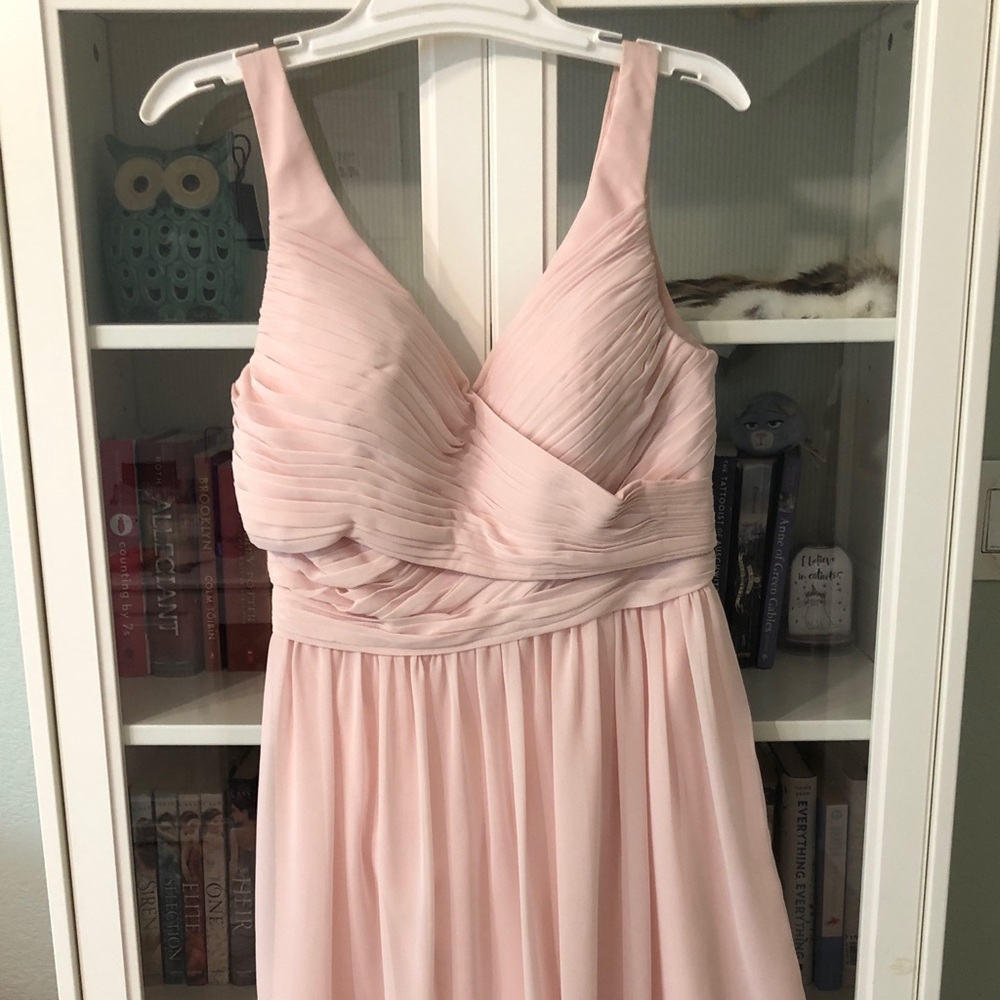 pale pink mid-length dress